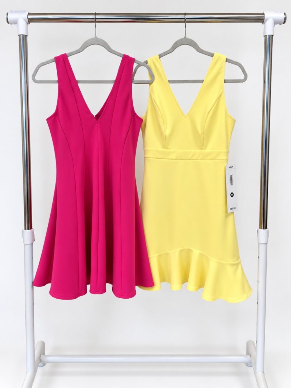AQUA Bloomingdale’s 2 Dress Bundle Pink Yellow Fit & Flare M